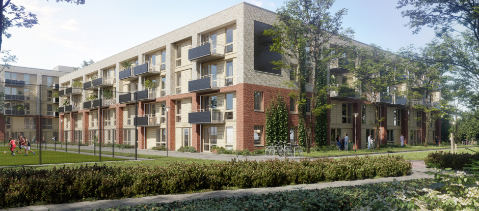 Grootschalige PV-installatie met gevel- en balkonintegratie